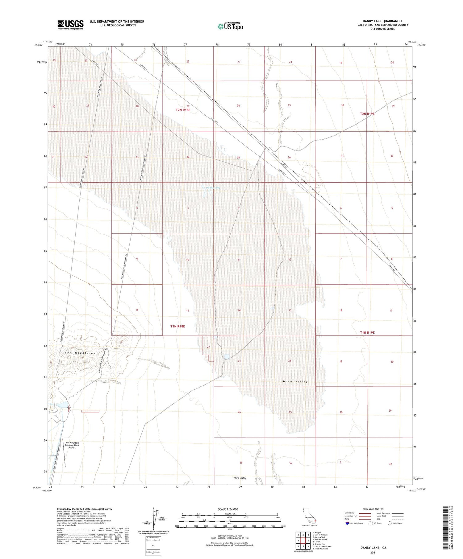 Danby Lake California US Topo Map Image