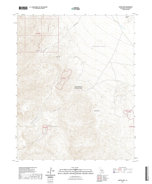 Dantes View California US Topo Map Image