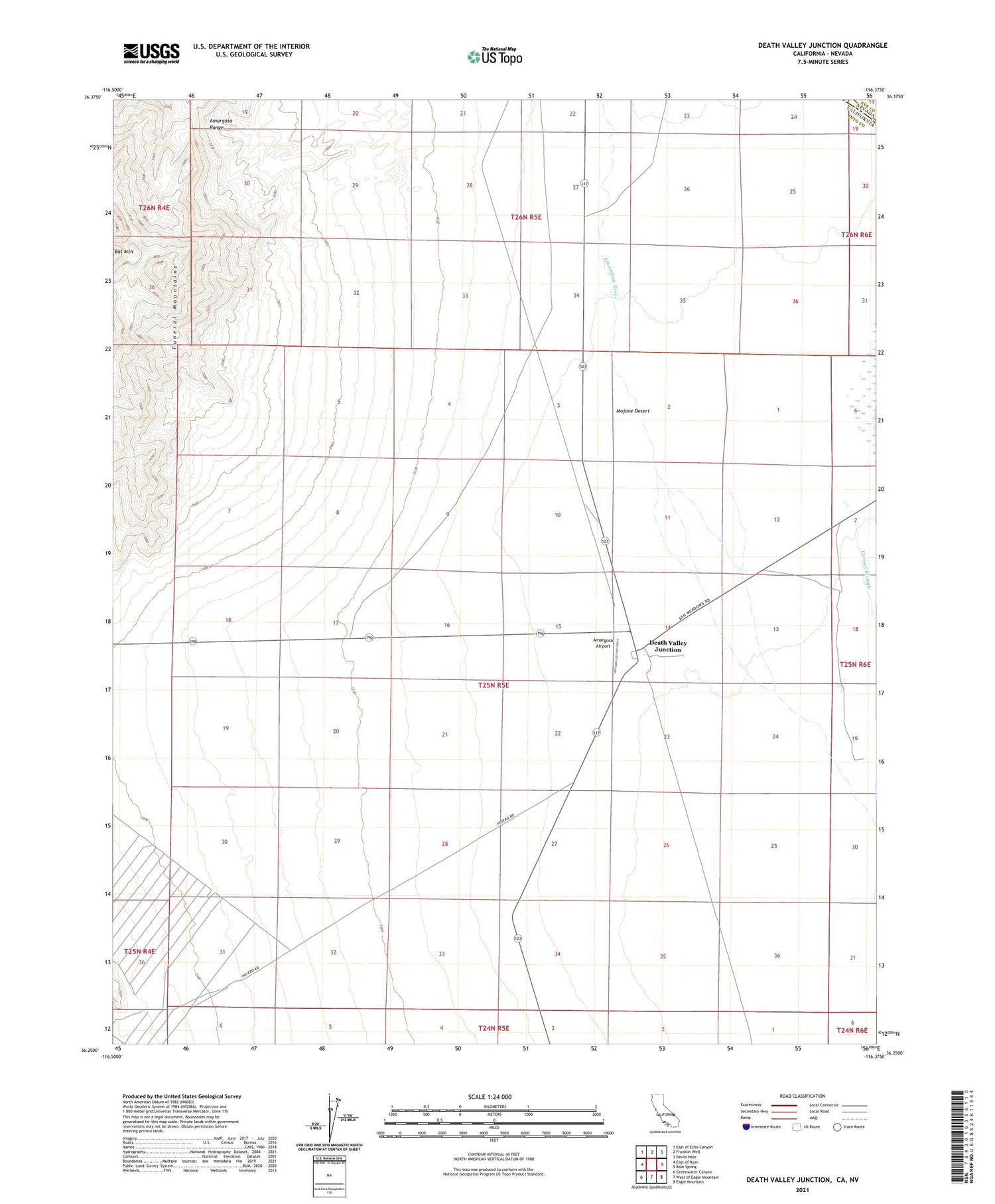 Death Valley Junction California US Topo Map Image