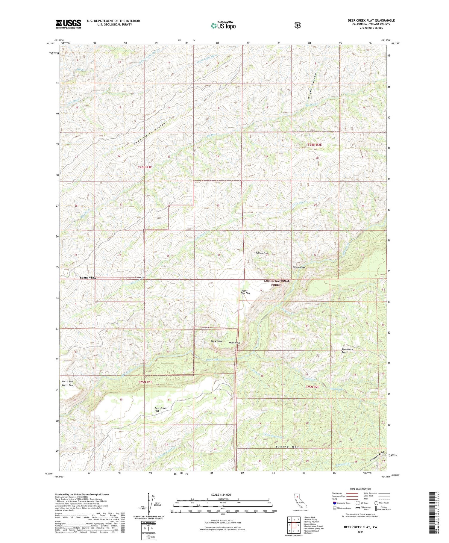 Deer Creek Flat California US Topo Map Image