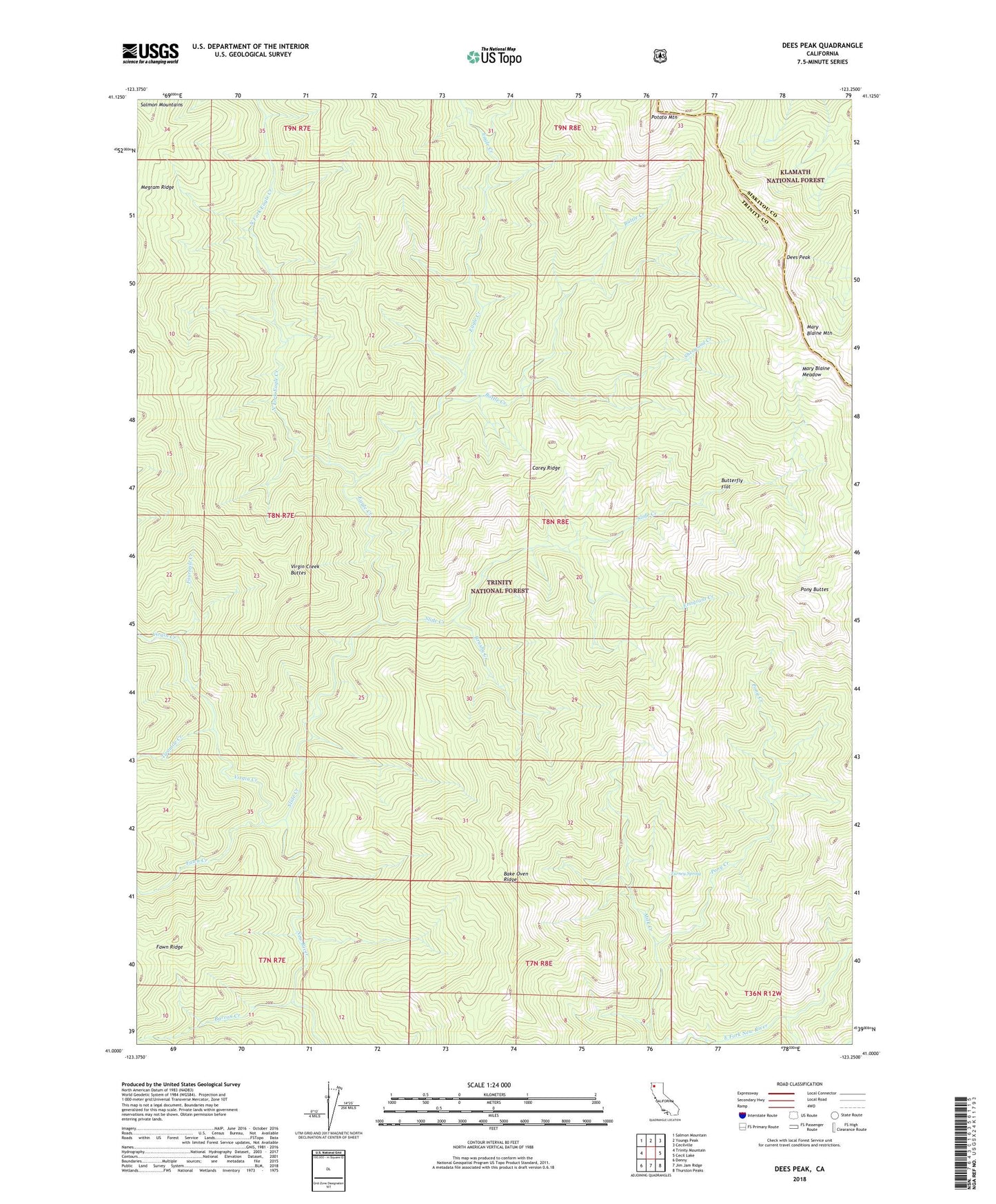 Dees Peak California US Topo Map Image