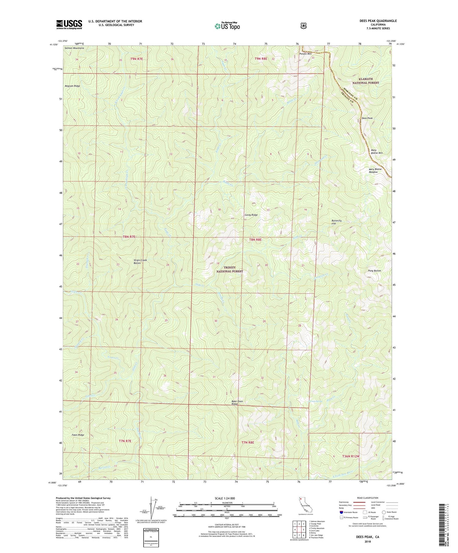 Dees Peak California US Topo Map Image