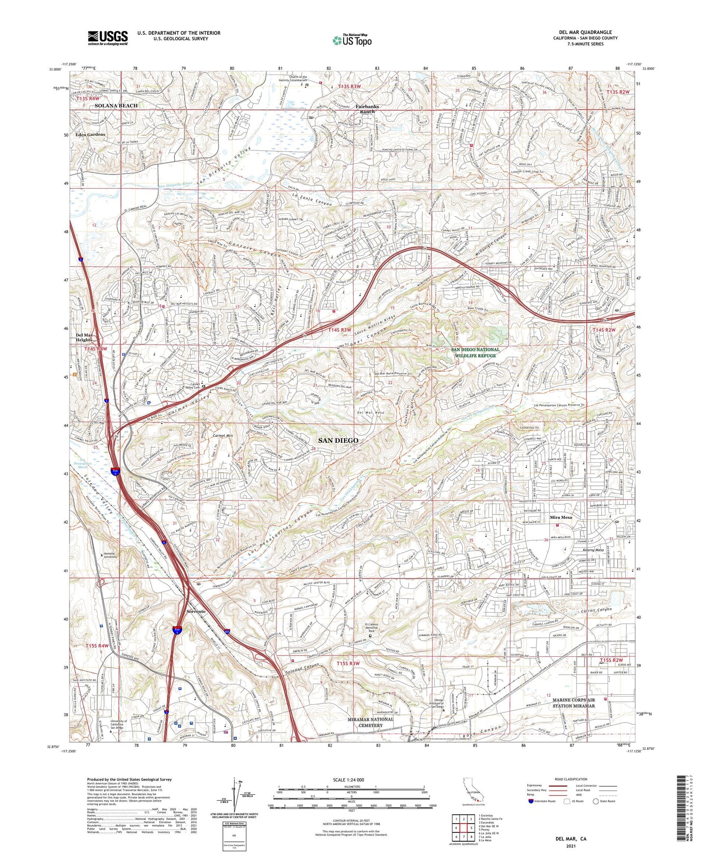 Del Mar California US Topo Map Image