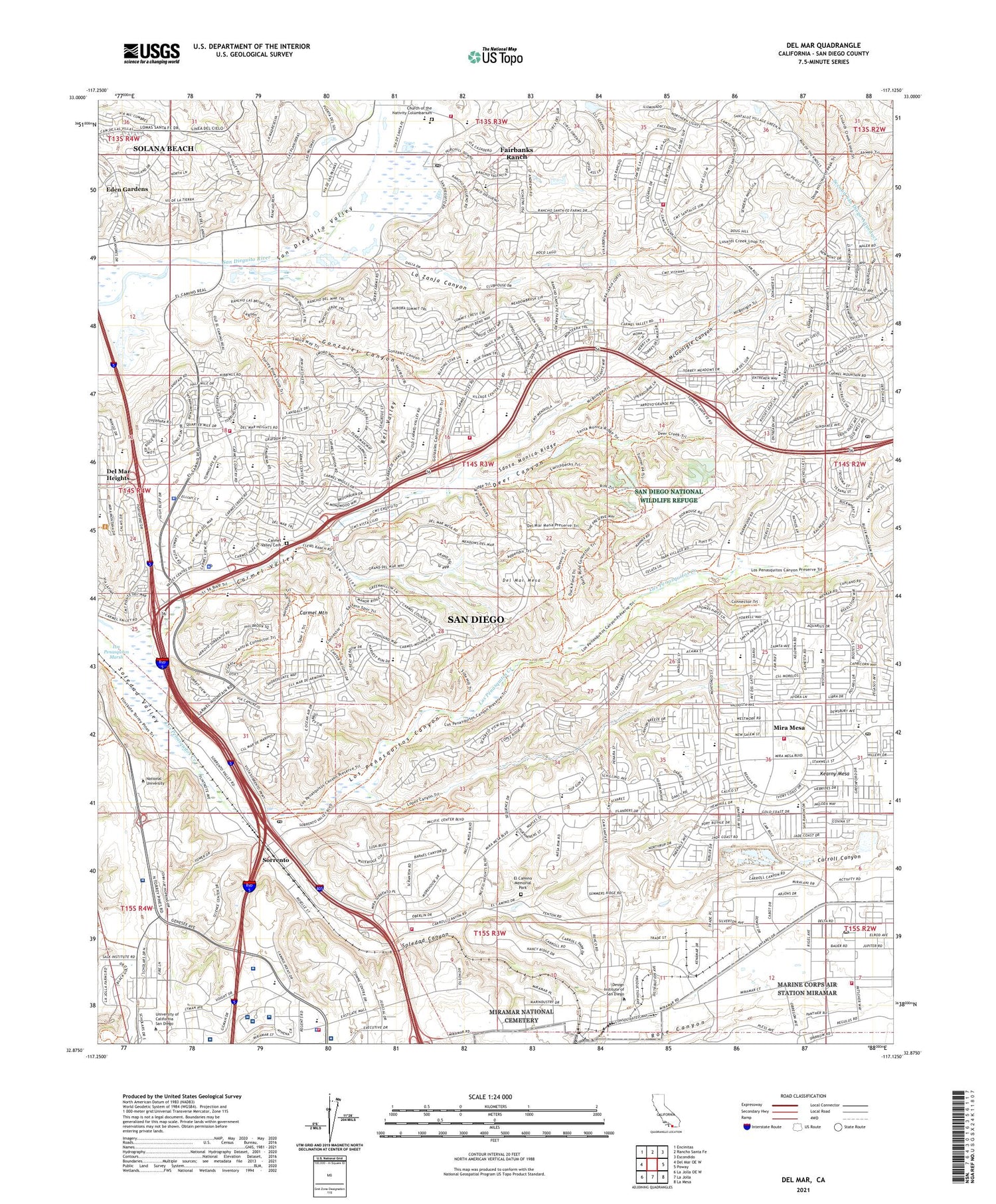 Del Mar California US Topo Map Image