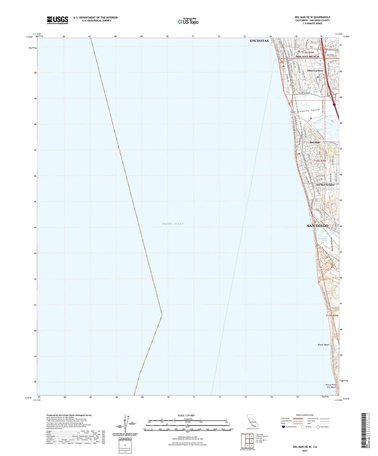 Del Mar OE W California US Topo Map Image