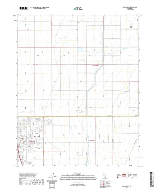Delano East California US Topo Map Image