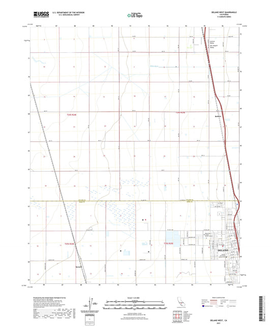 Delano West California US Topo Map Image
