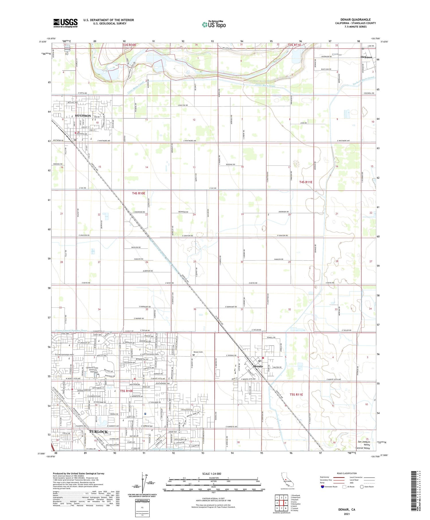 Denair California US Topo Map Image