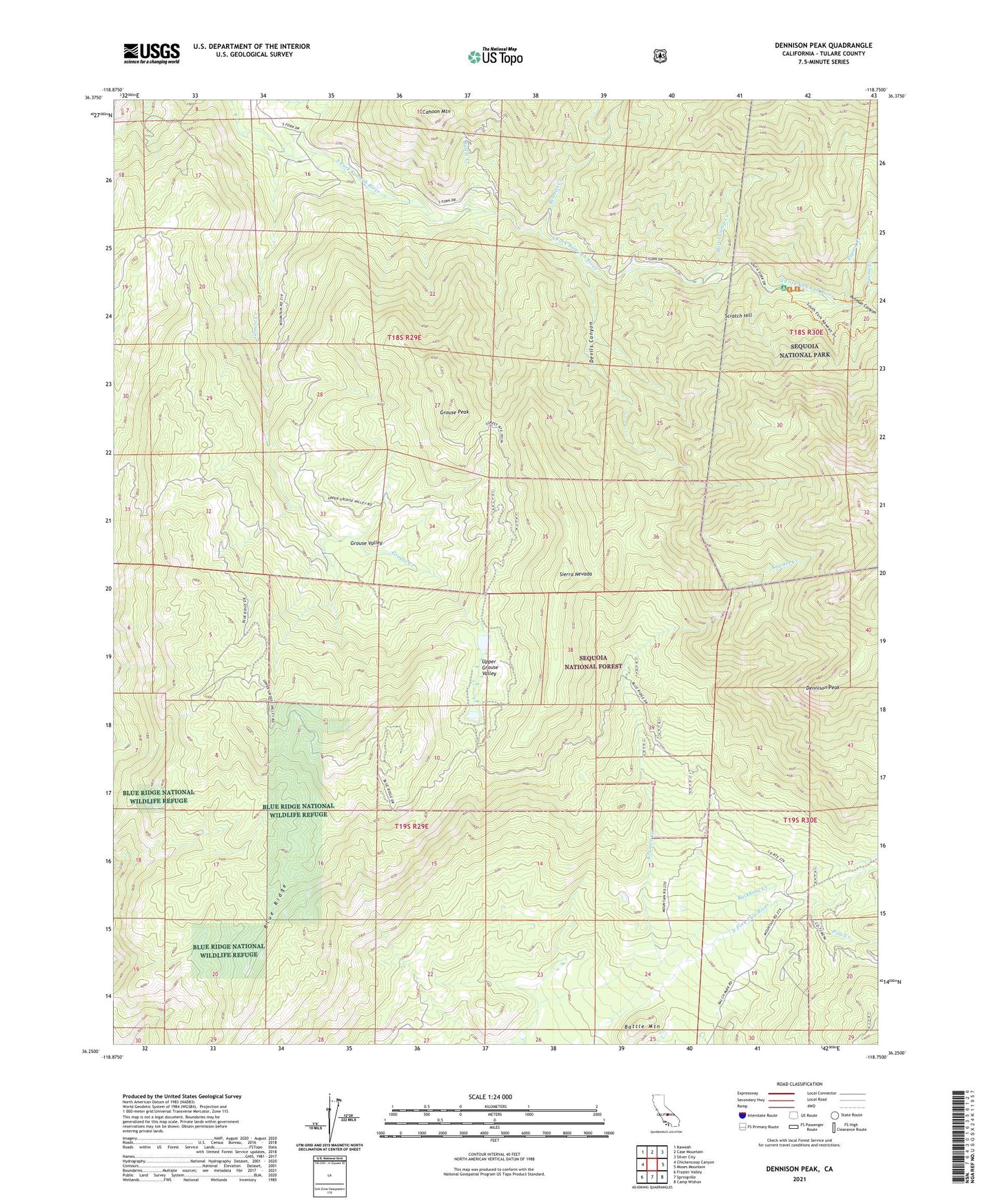 Dennison Peak California US Topo Map Image