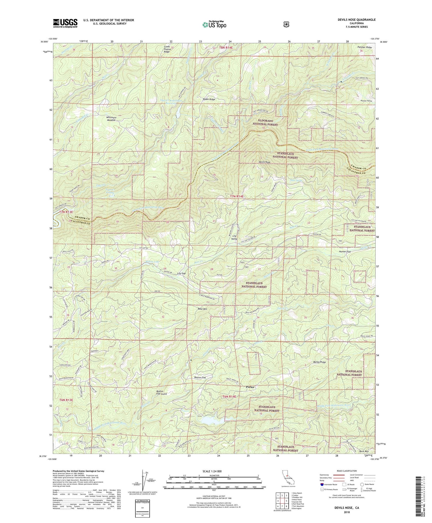 Devils Nose California US Topo Map Image