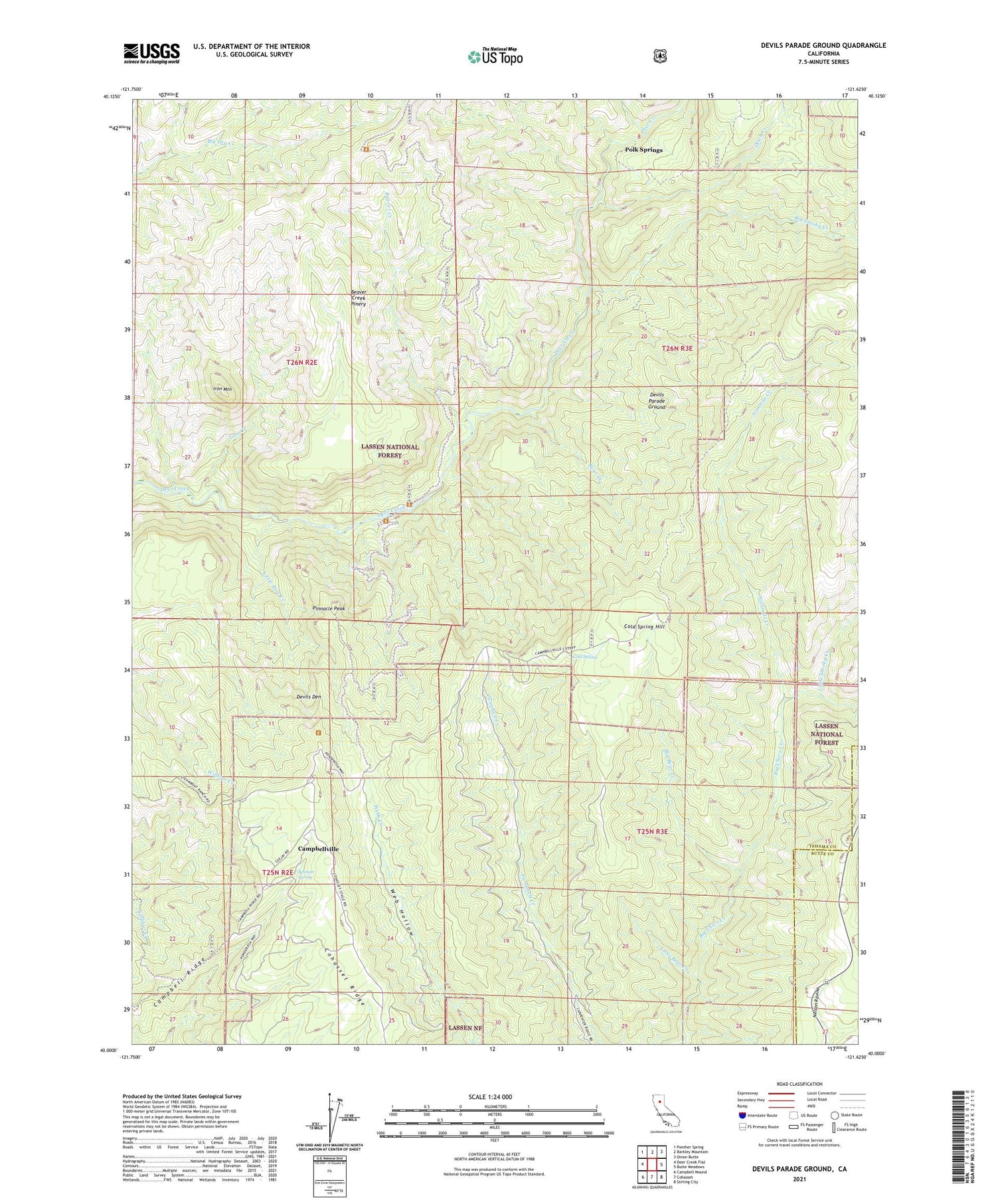 Devils Parade Ground California US Topo Map Image