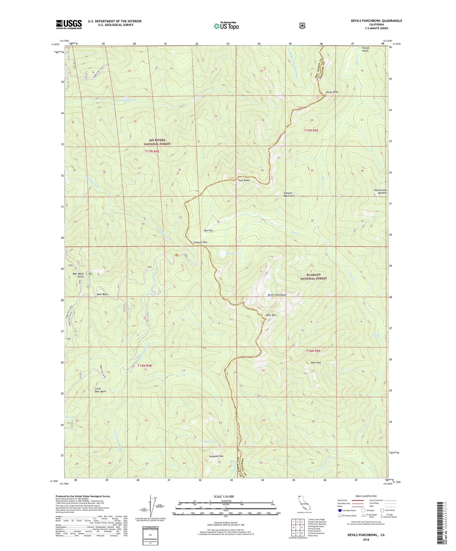 Devils Punchbowl California US Topo Map Image