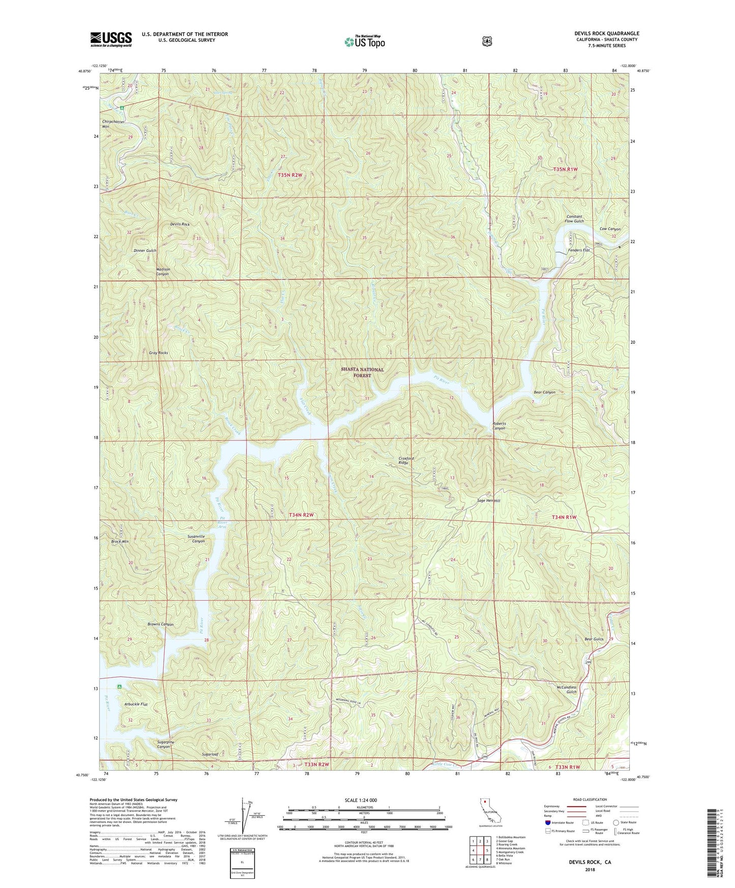 Devils Rock California US Topo Map Image