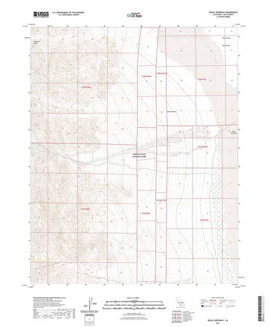 Devils Speedway California US Topo Map Image