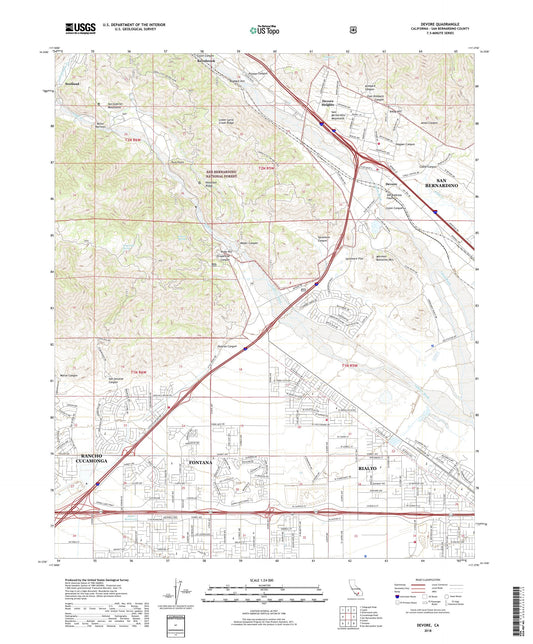 Devore California US Topo Map Image
