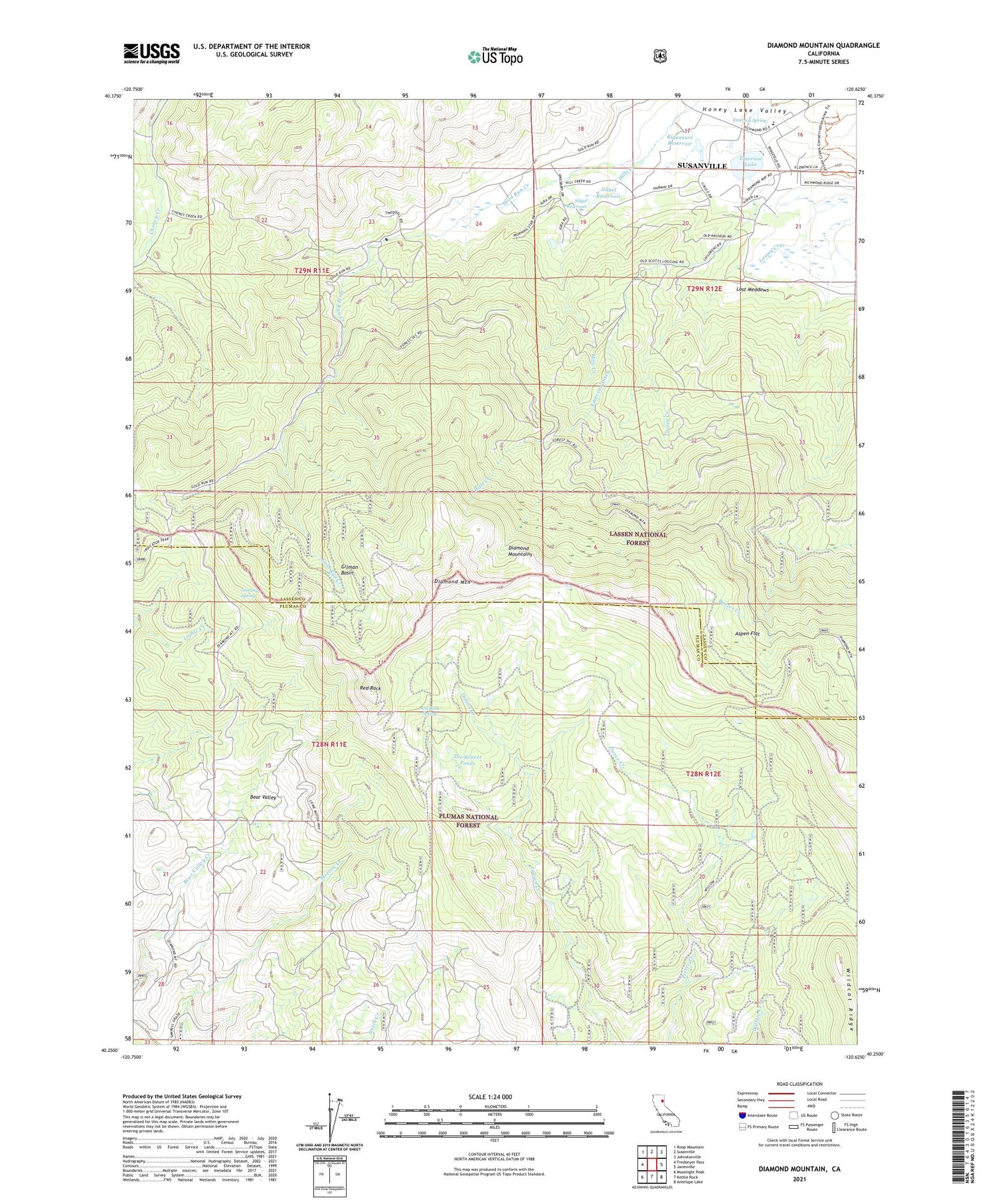 Diamond Mountain California US Topo Map Image