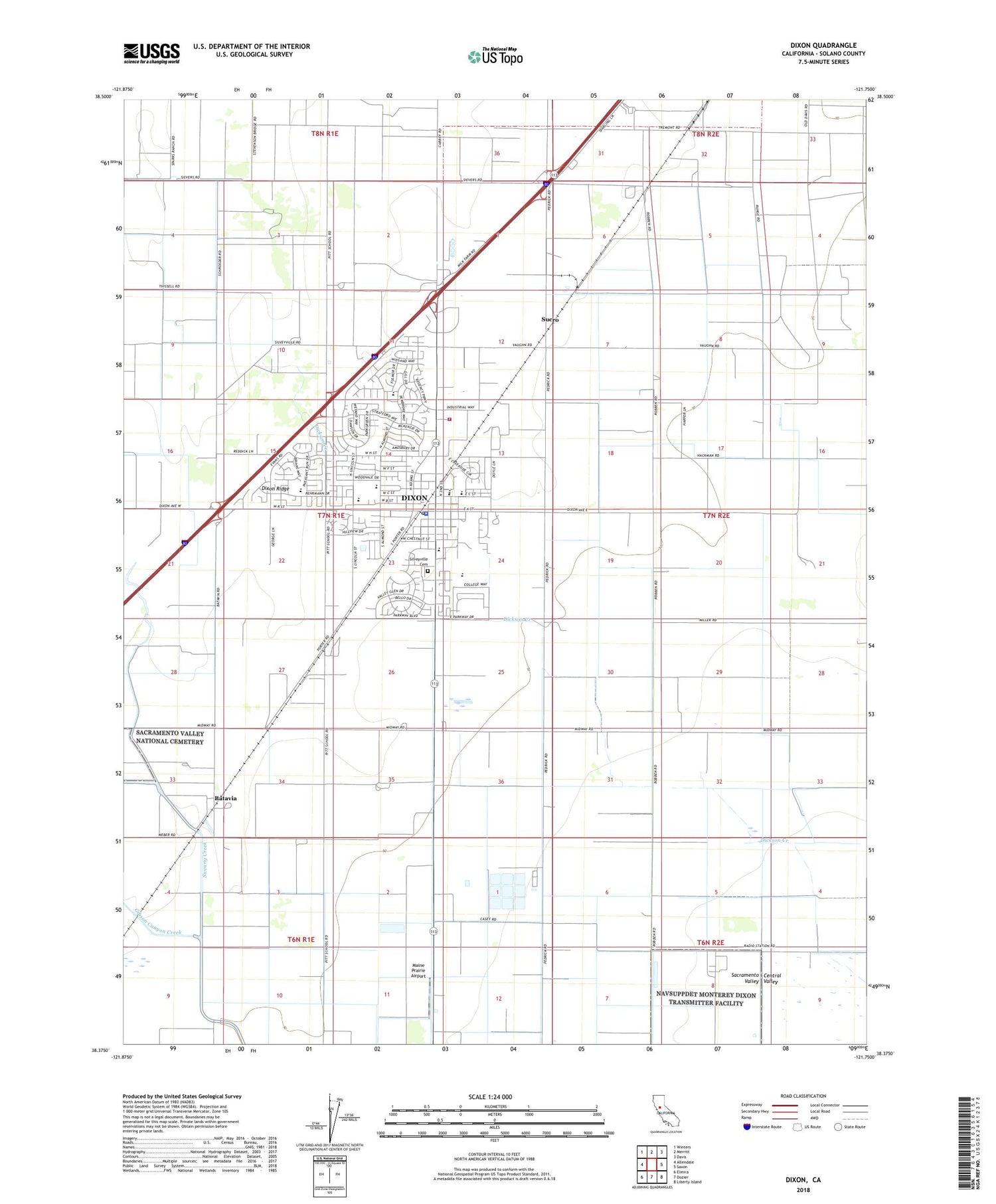 Dixon California US Topo Map Image