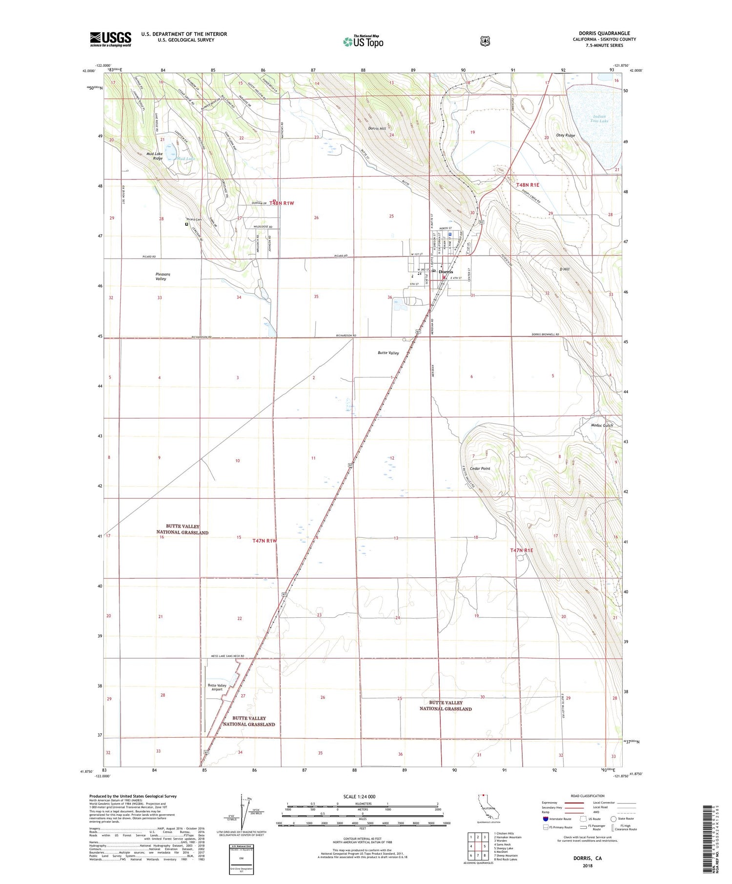Dorris California US Topo Map Image