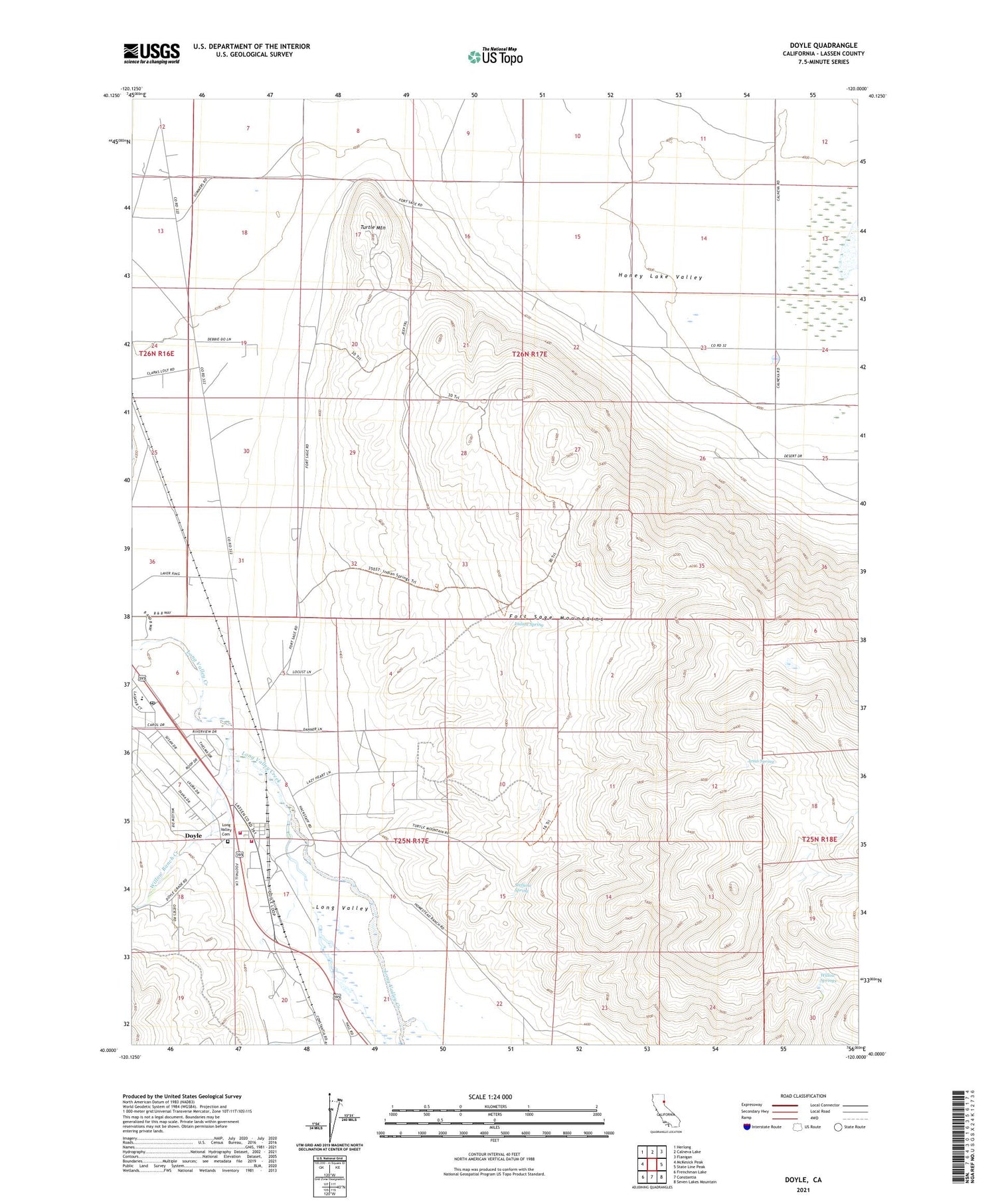 Doyle California US Topo Map Image