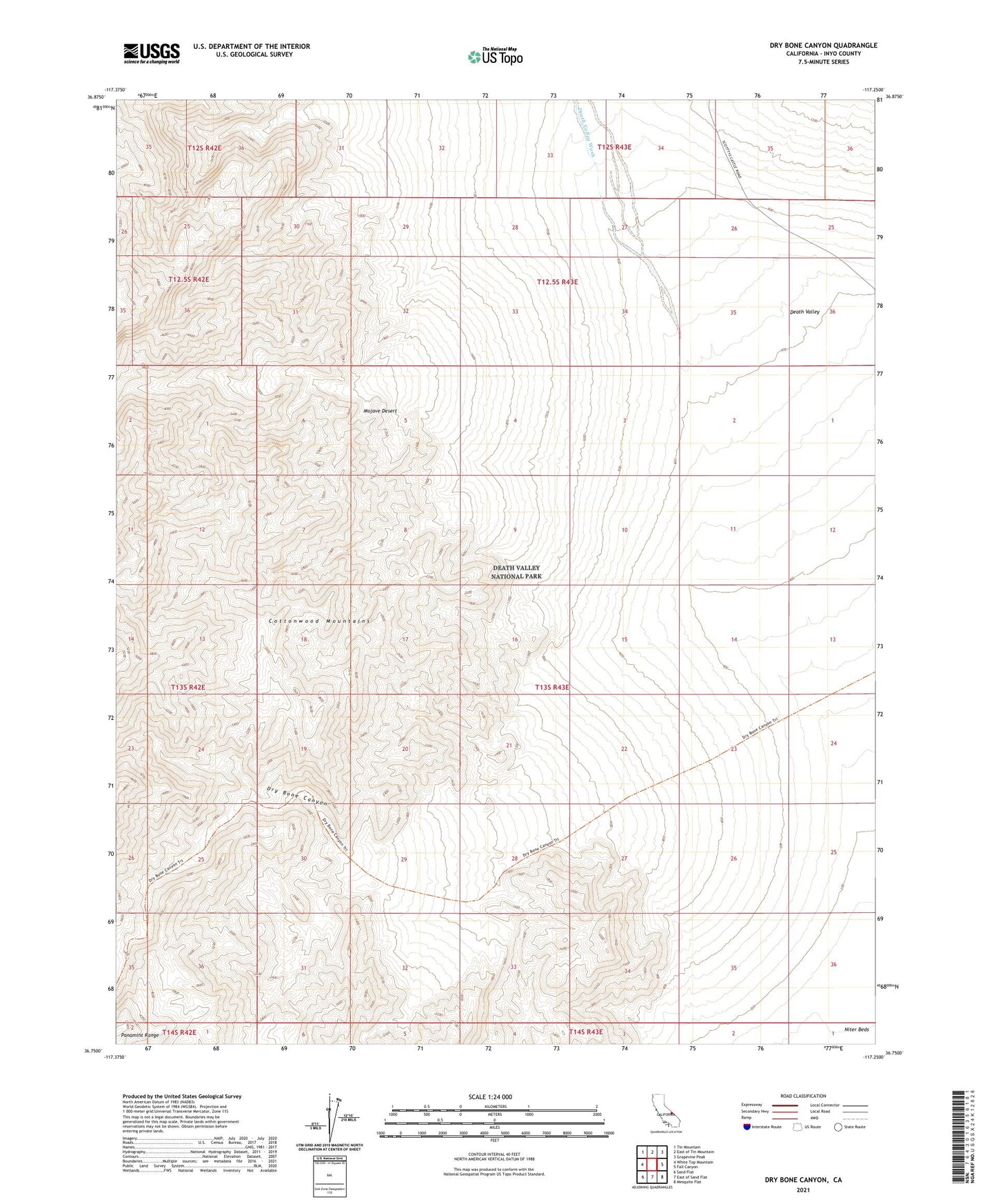 Dry Bone Canyon California US Topo Map Image