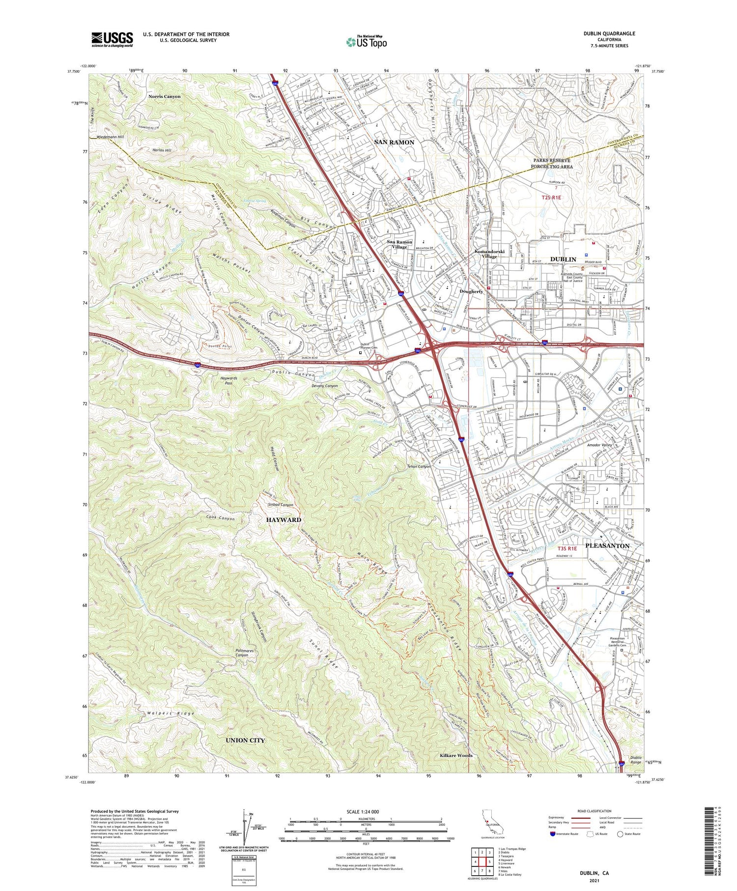 Dublin California US Topo Map Image