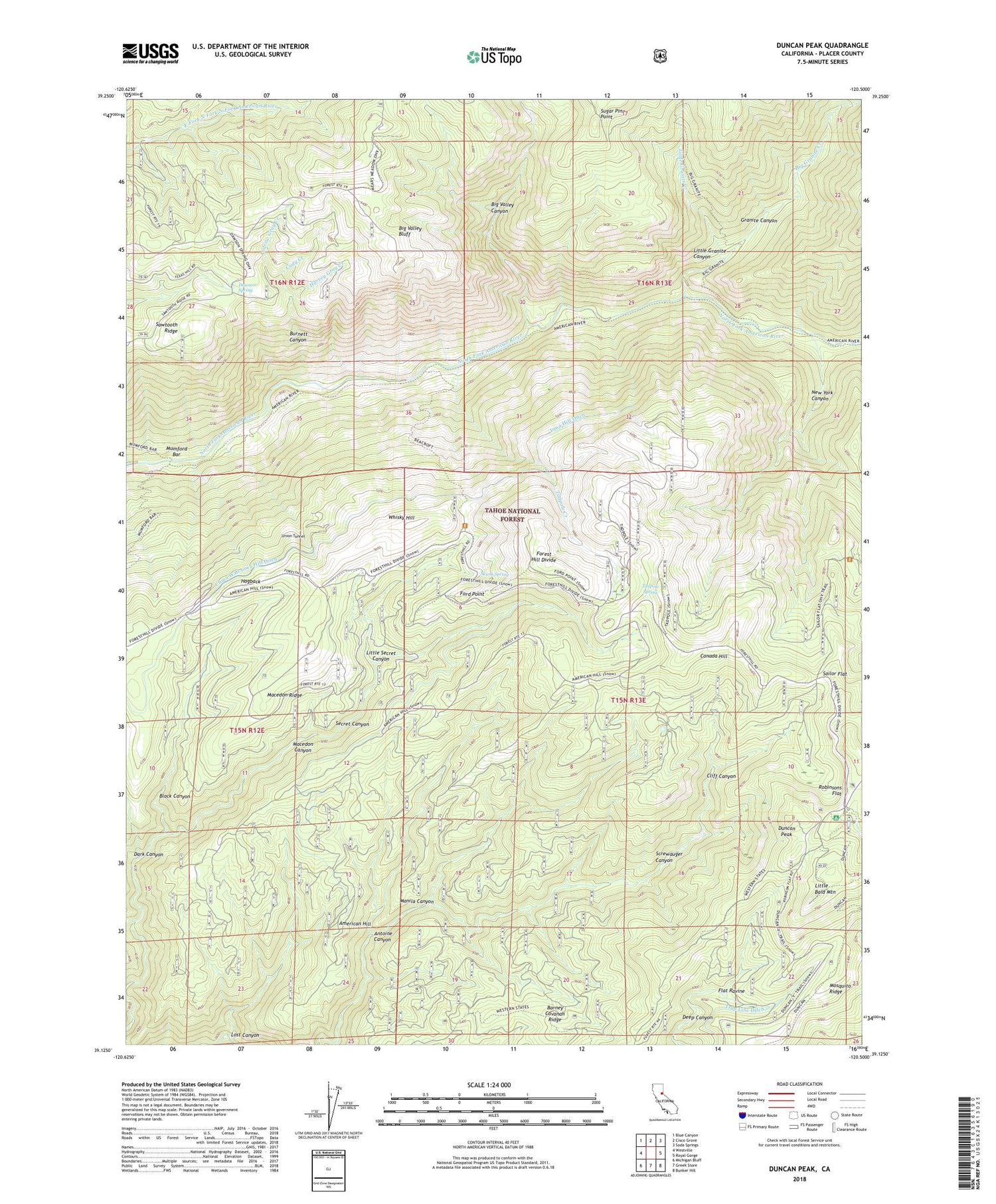 Duncan Peak California US Topo Map Image