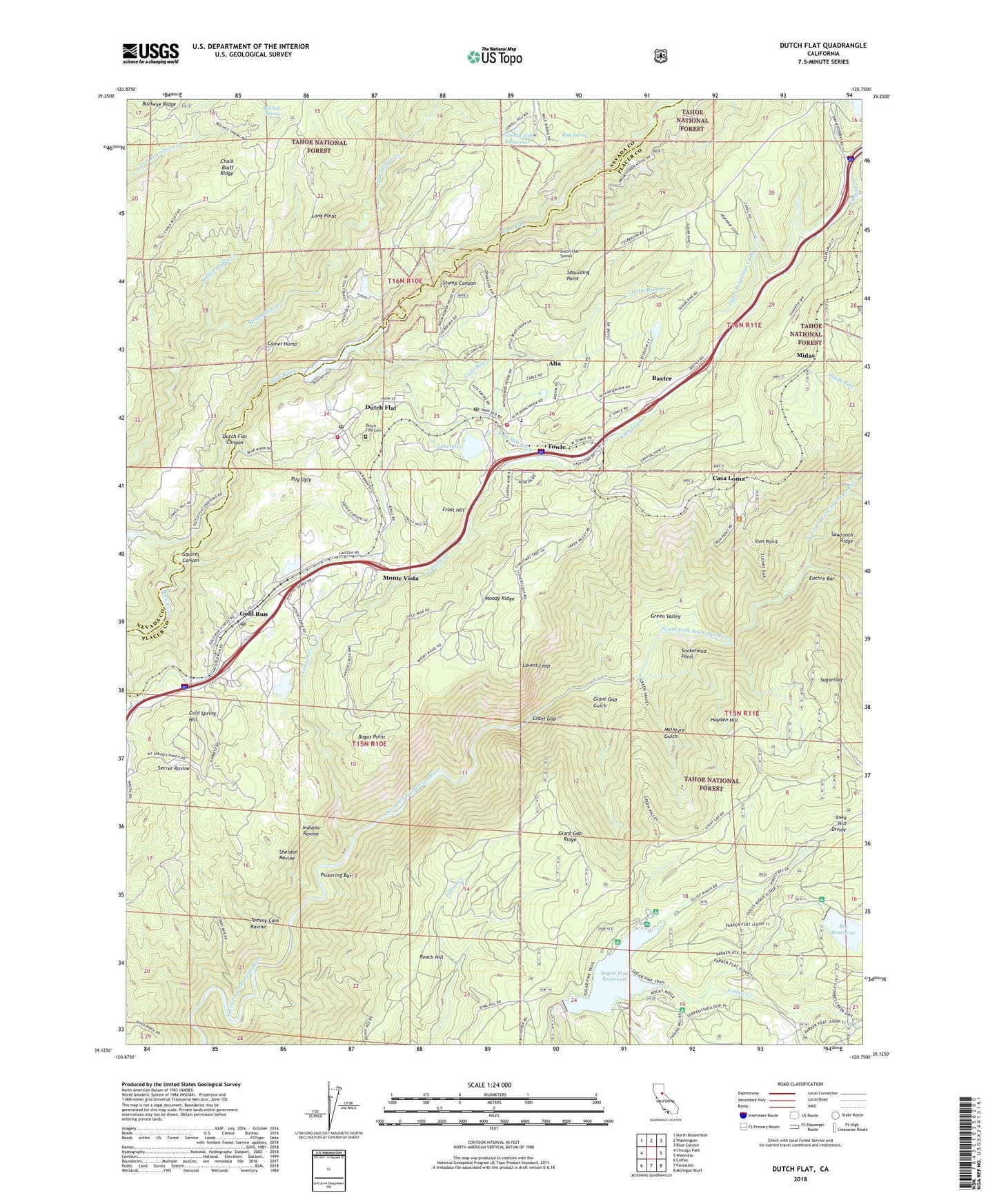 Dutch Flat California US Topo Map Image