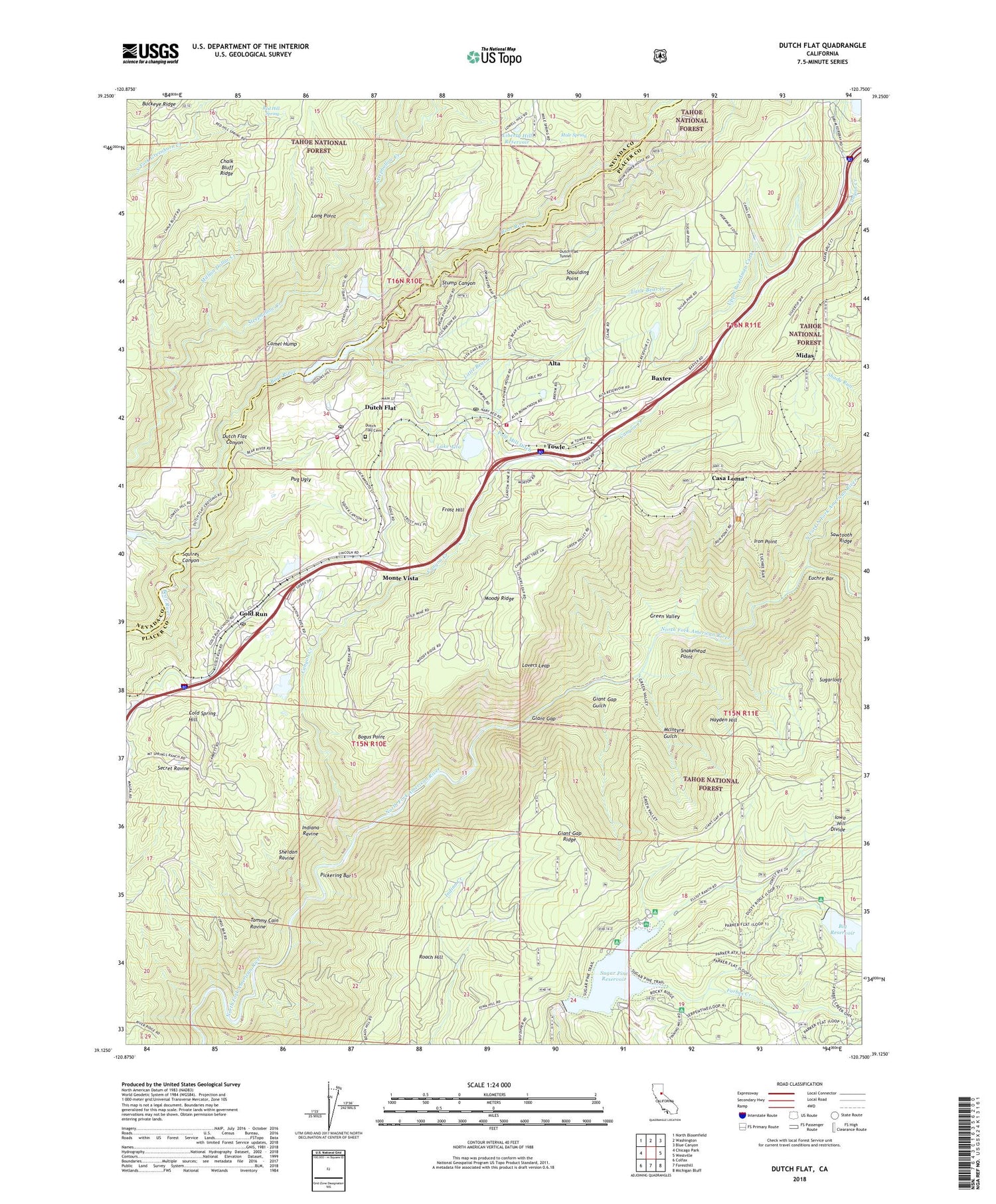 Dutch Flat California US Topo Map Image