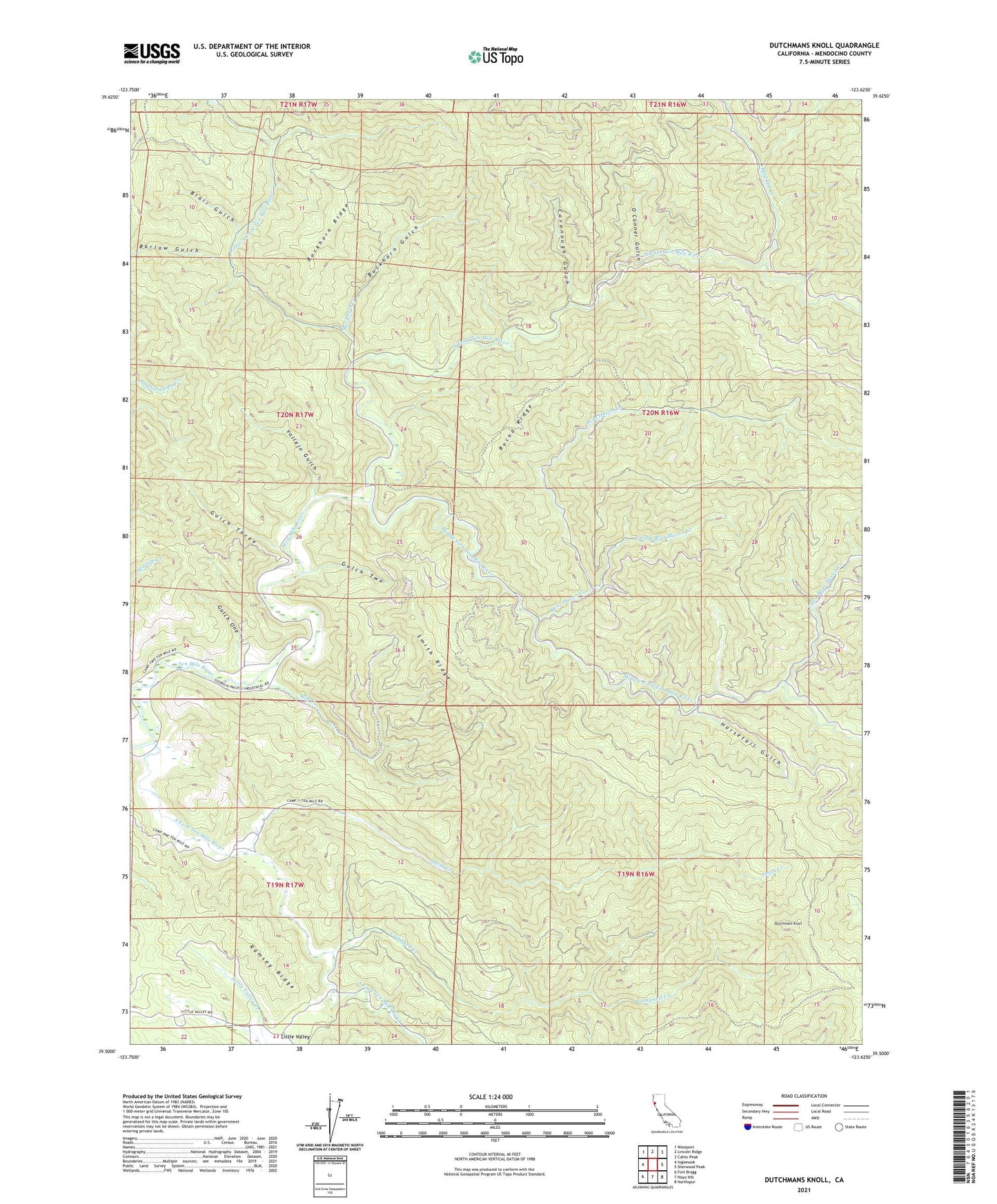 Dutchmans Knoll California US Topo Map Image