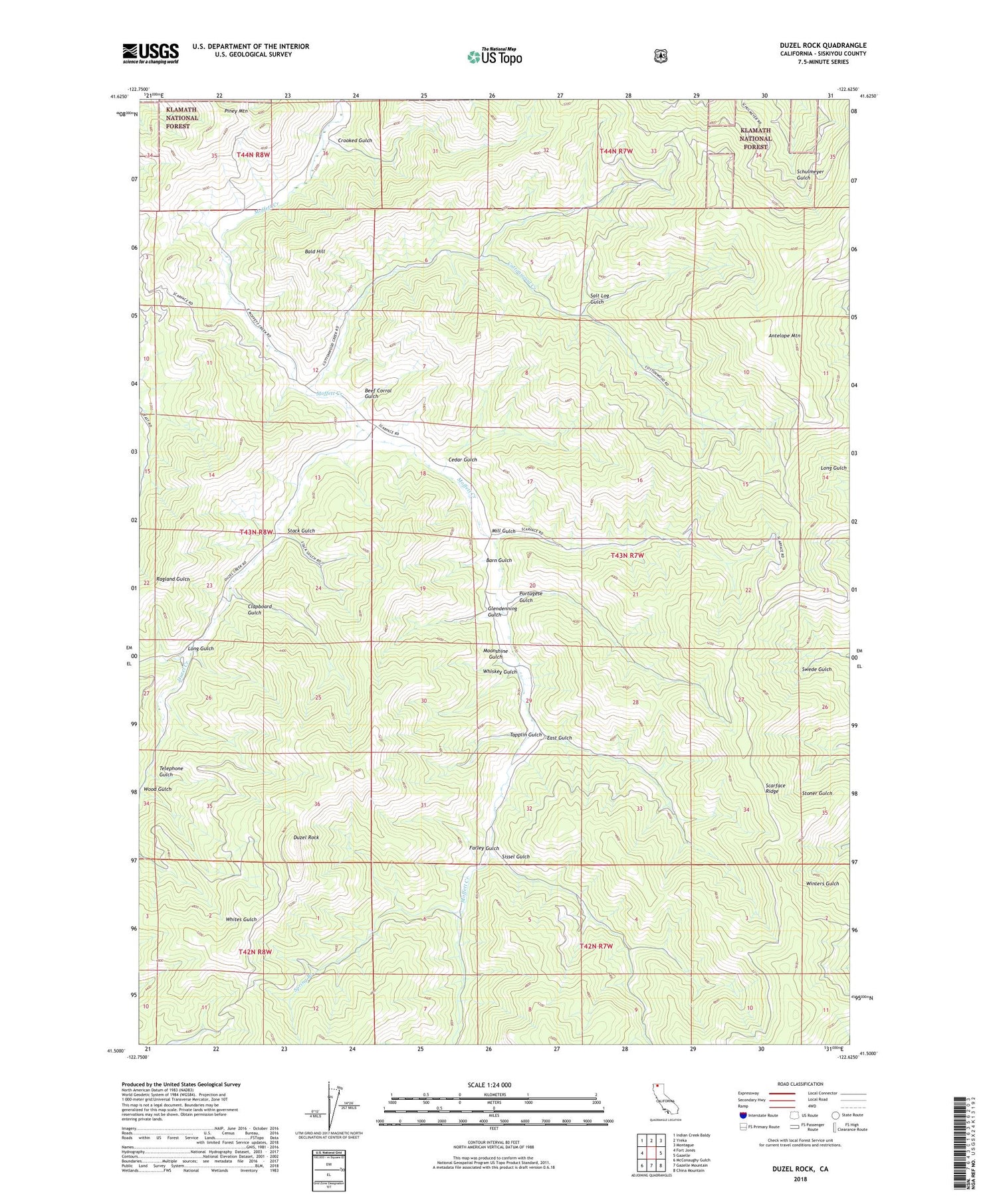 Duzel Rock California US Topo Map Image