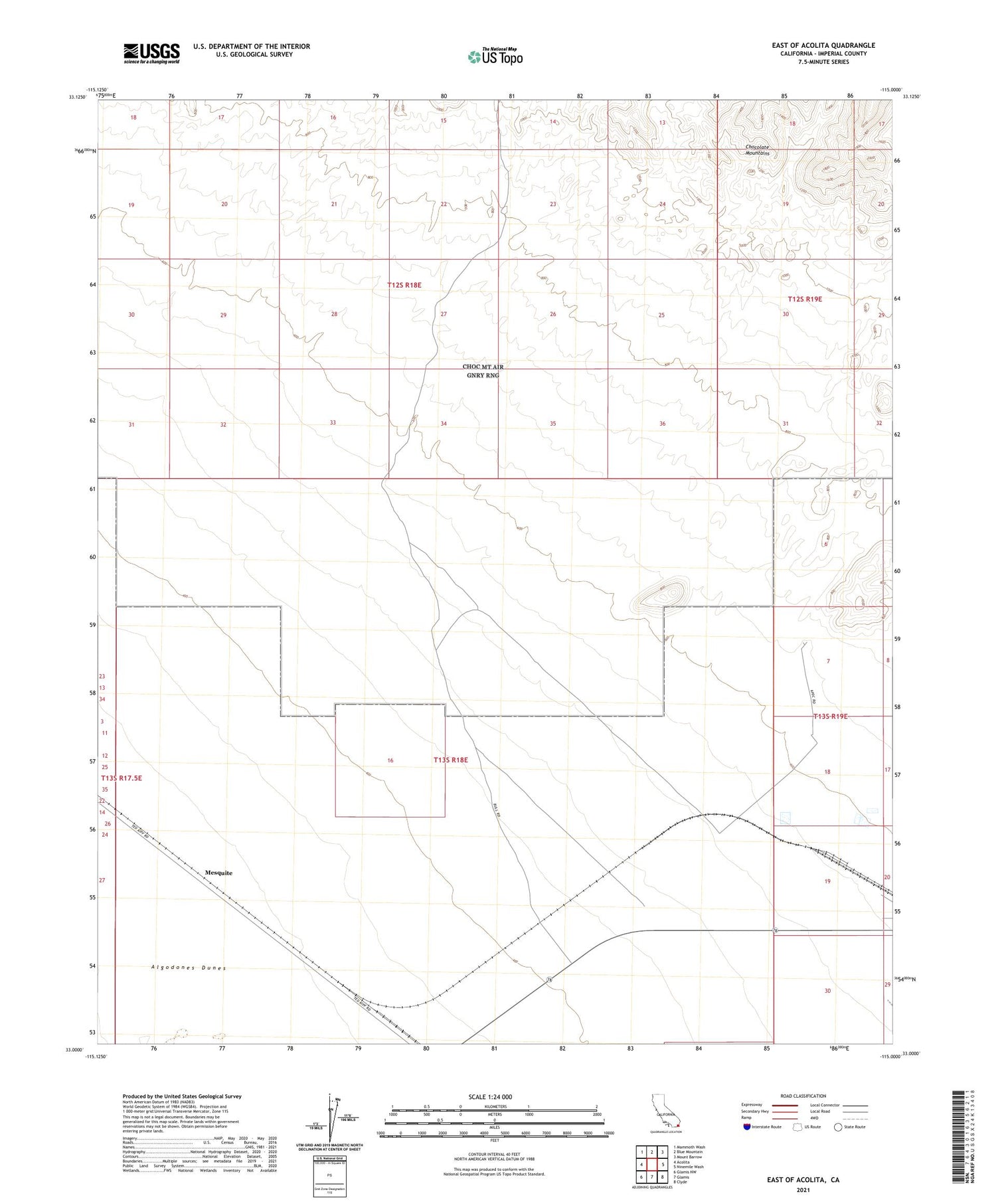 East of Acolita California US Topo Map Image