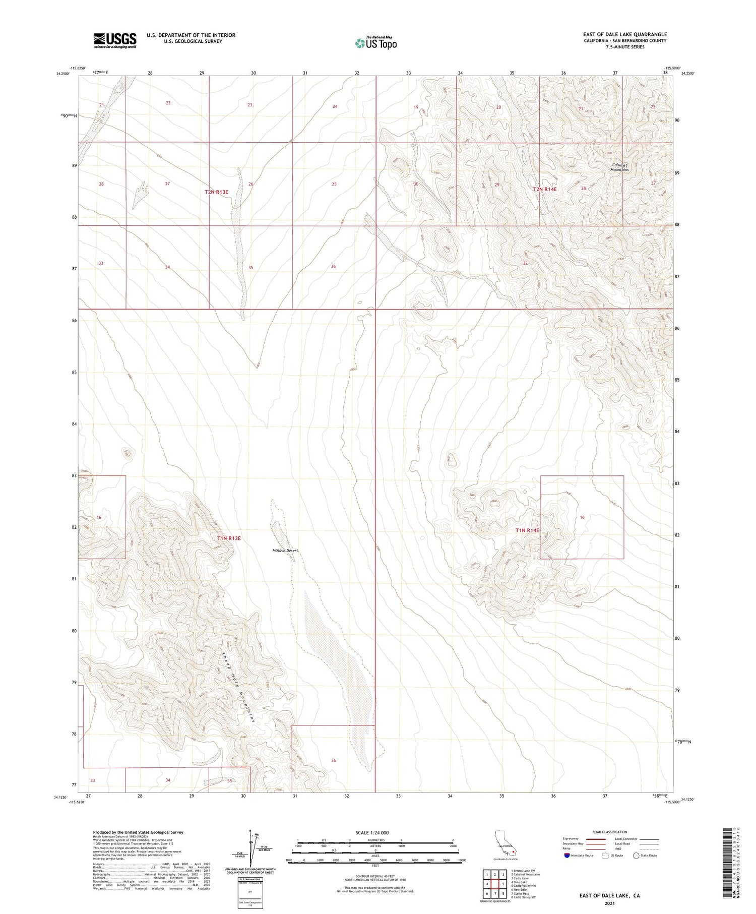 East of Dale Lake California US Topo Map Image