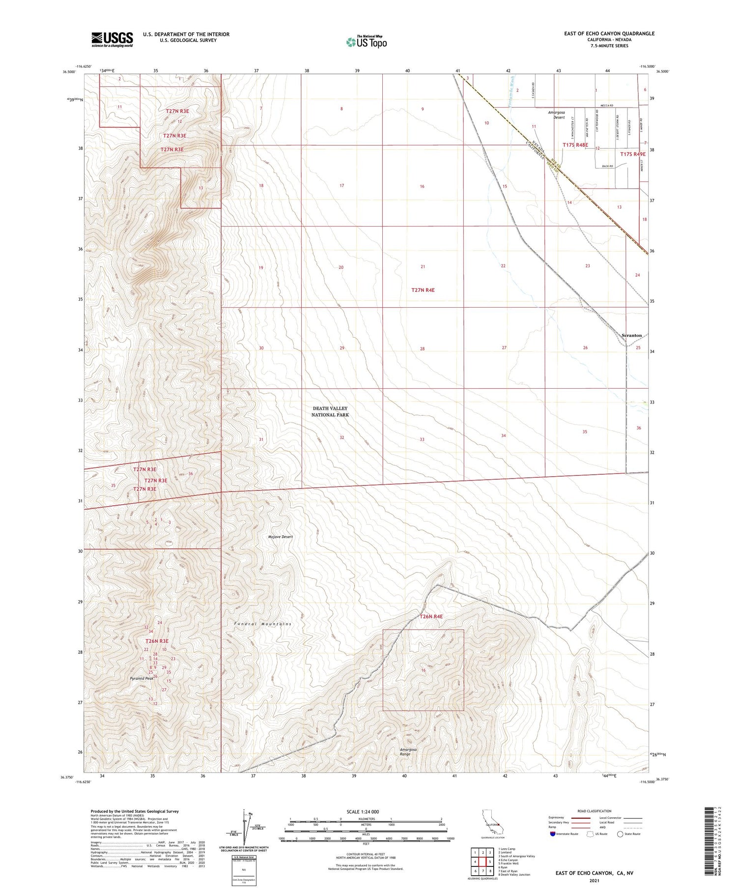 East of Echo Canyon California US Topo Map Image