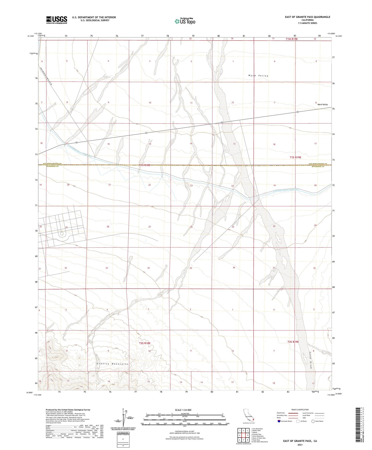 East of Granite Pass California US Topo Map Image