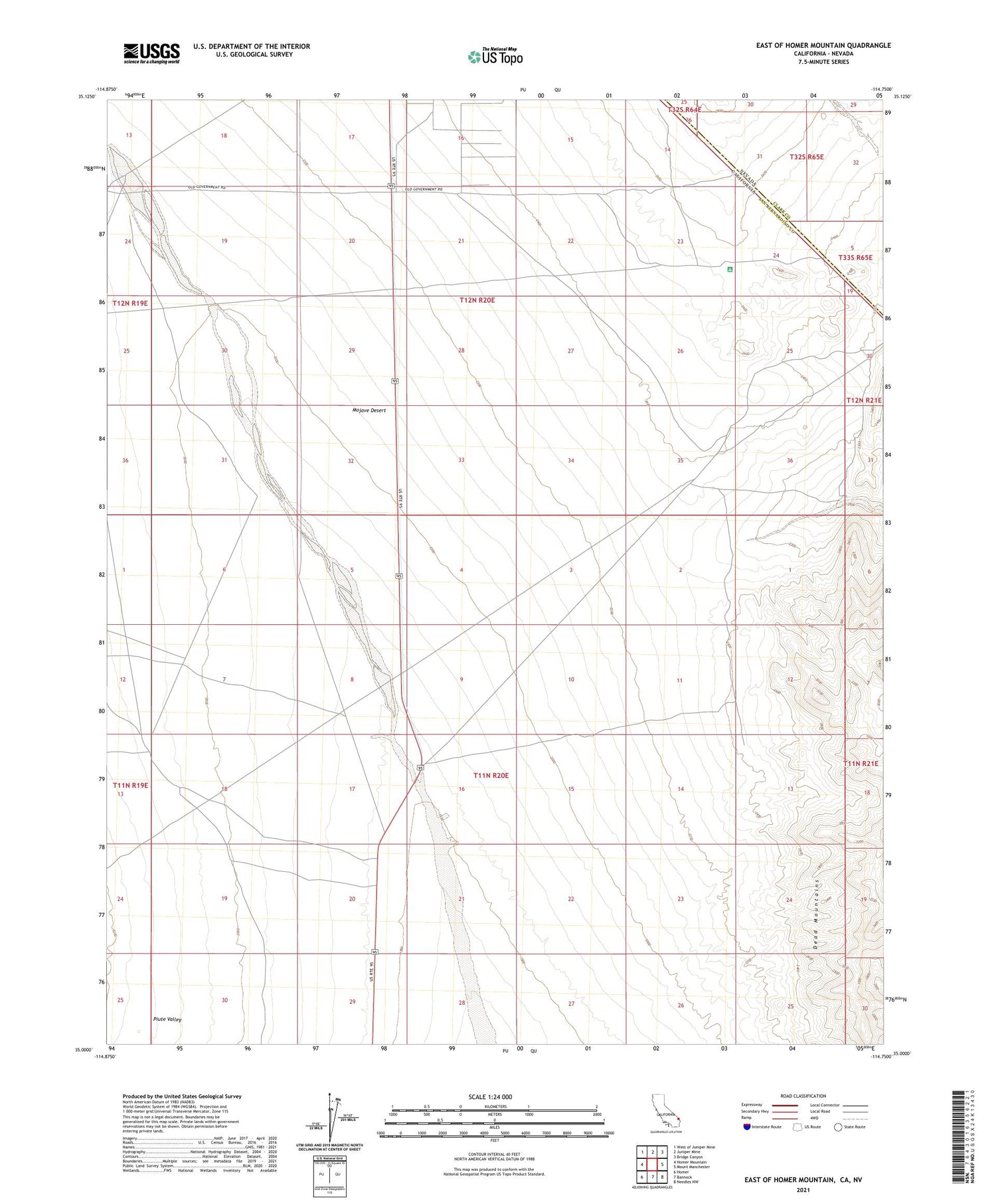 East of Homer Mountain California US Topo Map Image