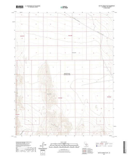 East of Joshua Flats California US Topo Map Image