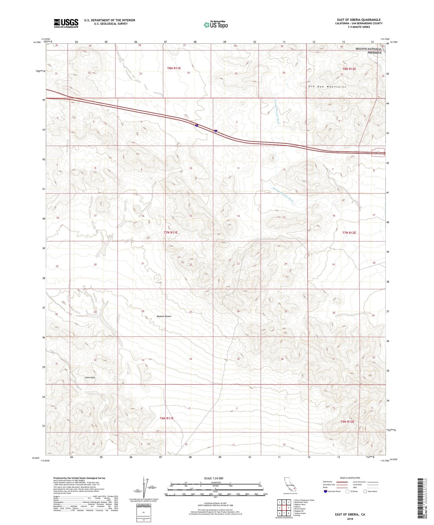 East of Siberia California US Topo Map Image