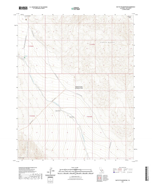 East of Tin Mountain California US Topo Map Image