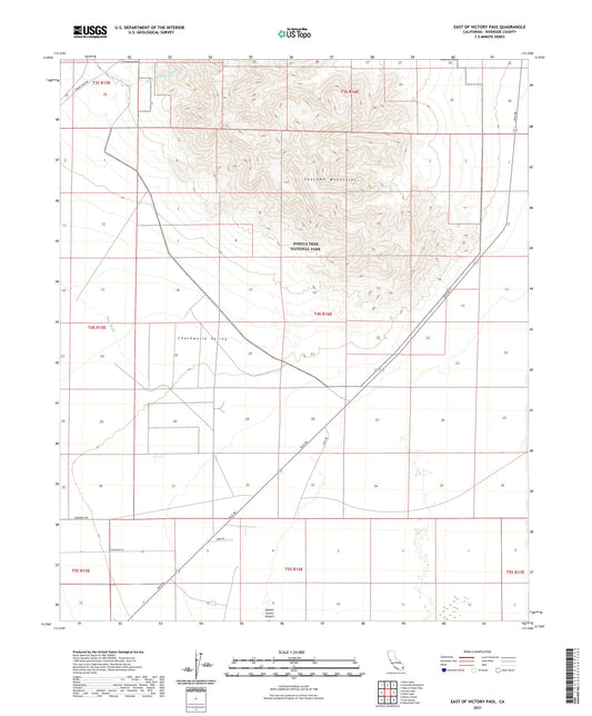 East of Victory Pass California US Topo Map Image