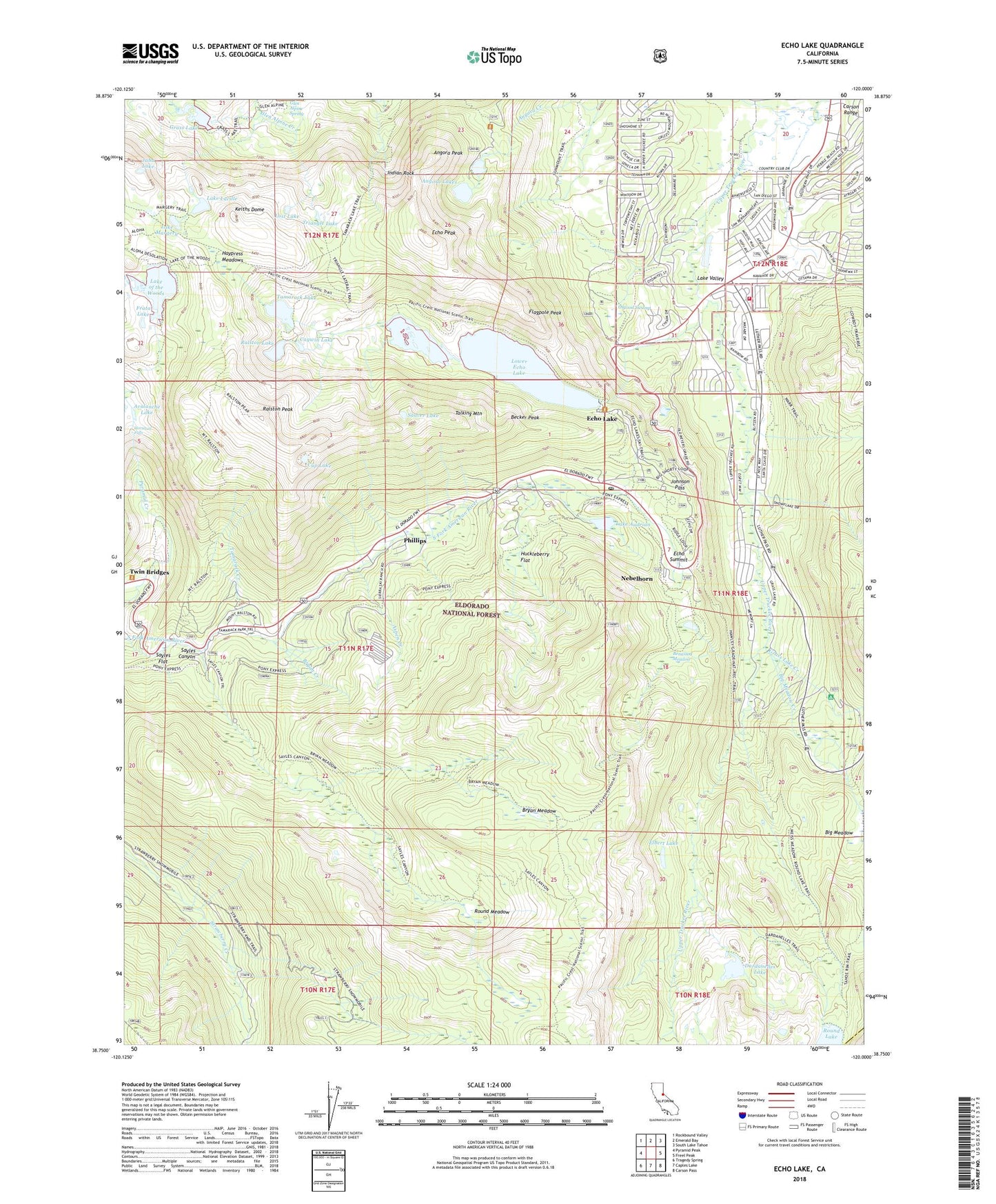 Echo Lake California US Topo Map Image