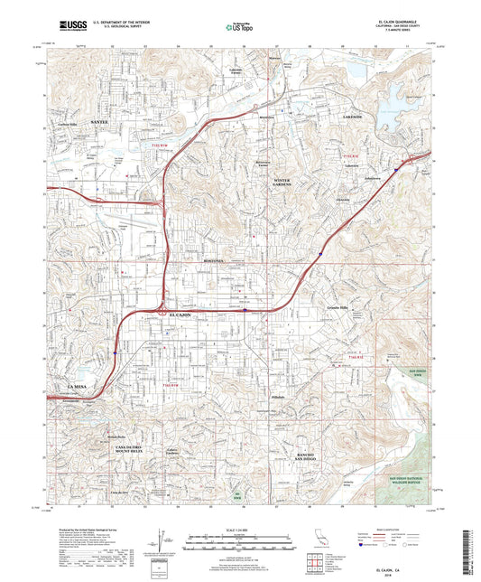 El Cajon California US Topo Map Image