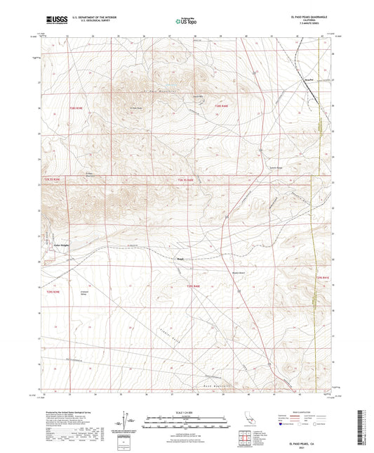 El Paso Peaks California US Topo Map Image