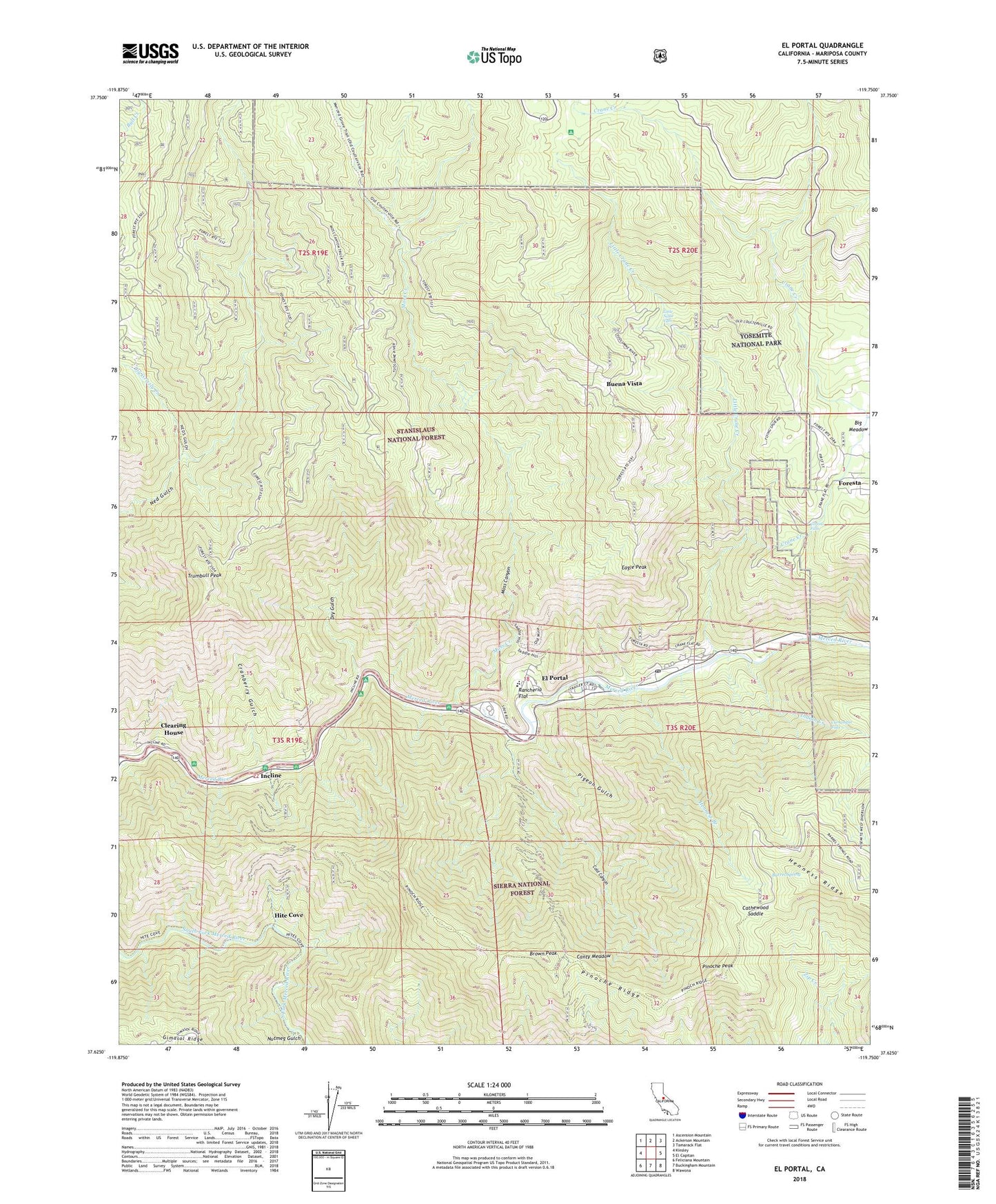 El Portal California US Topo Map Image