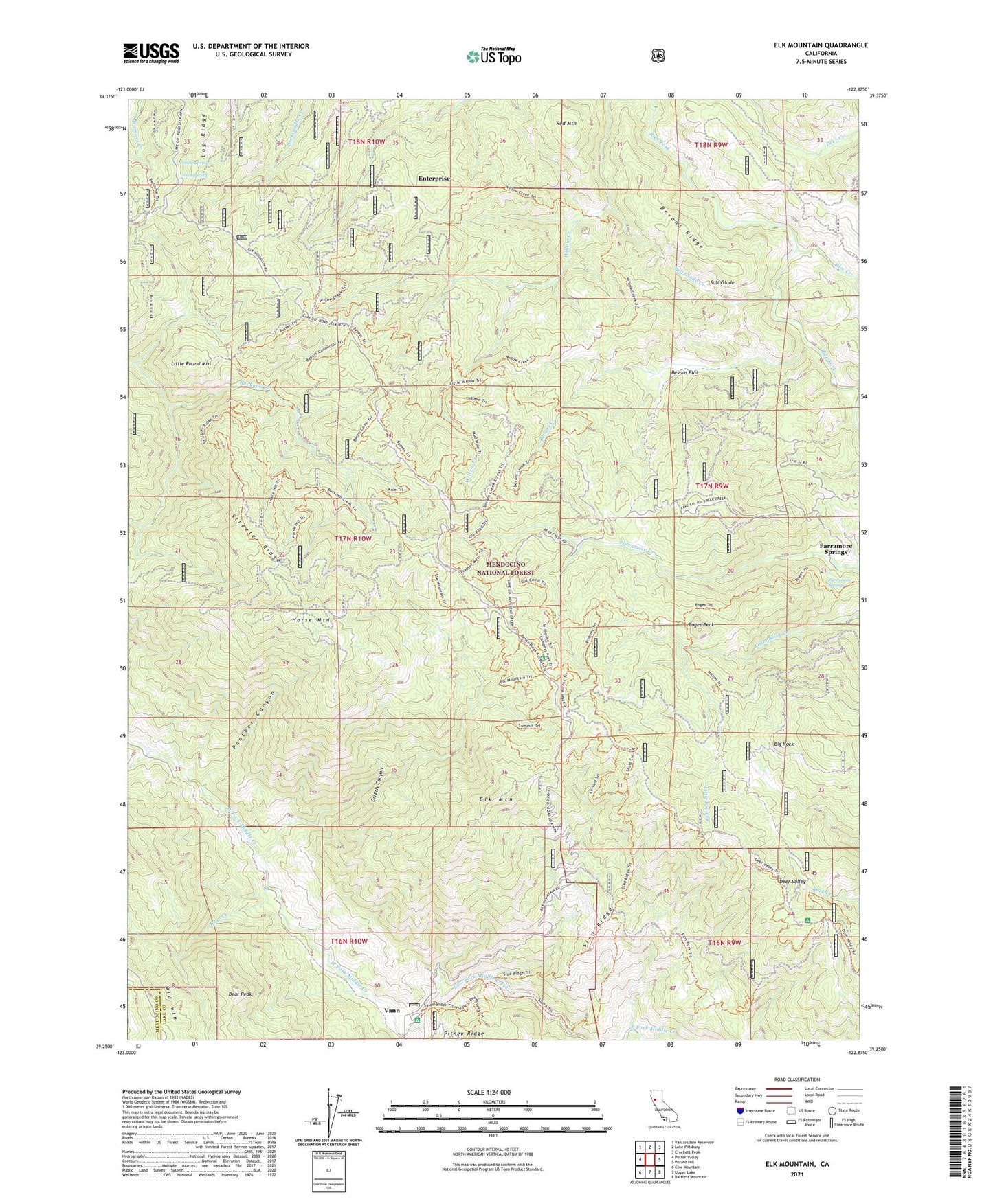 Elk Mountain California US Topo Map Image