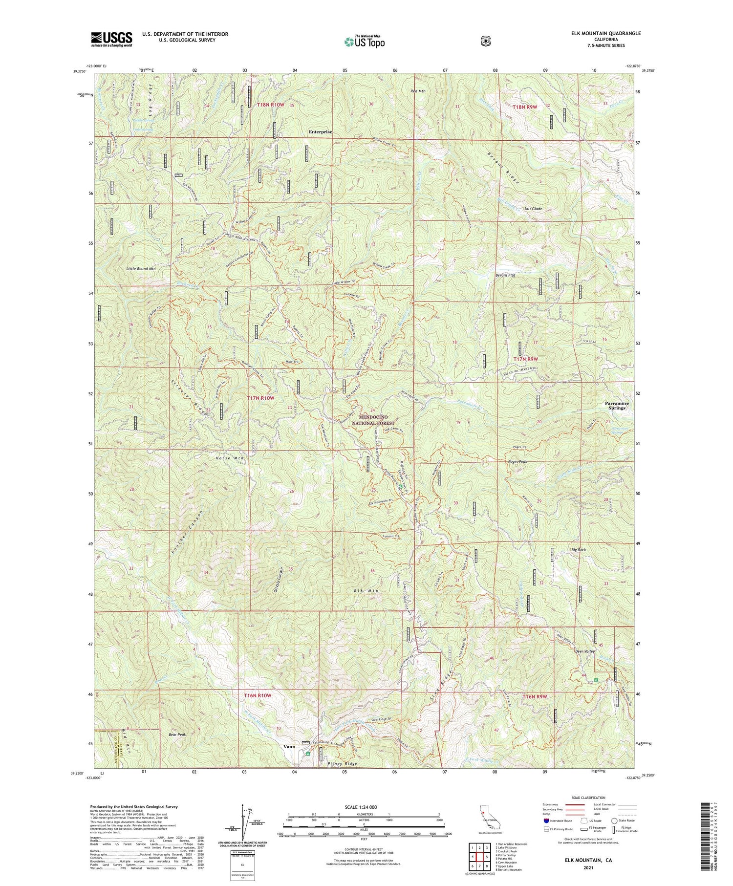 Elk Mountain California US Topo Map Image