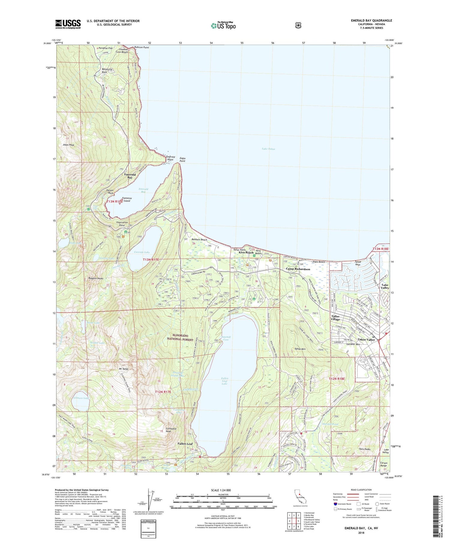 Emerald Bay California US Topo Map Image