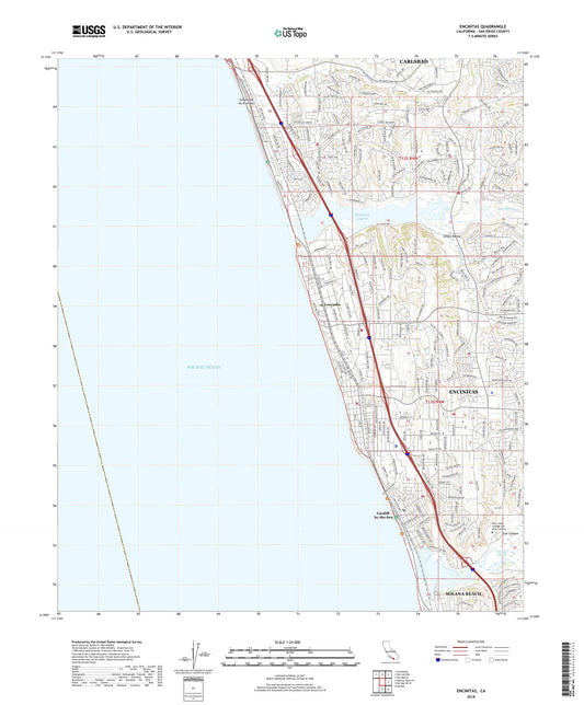 Encinitas California US Topo Map Image