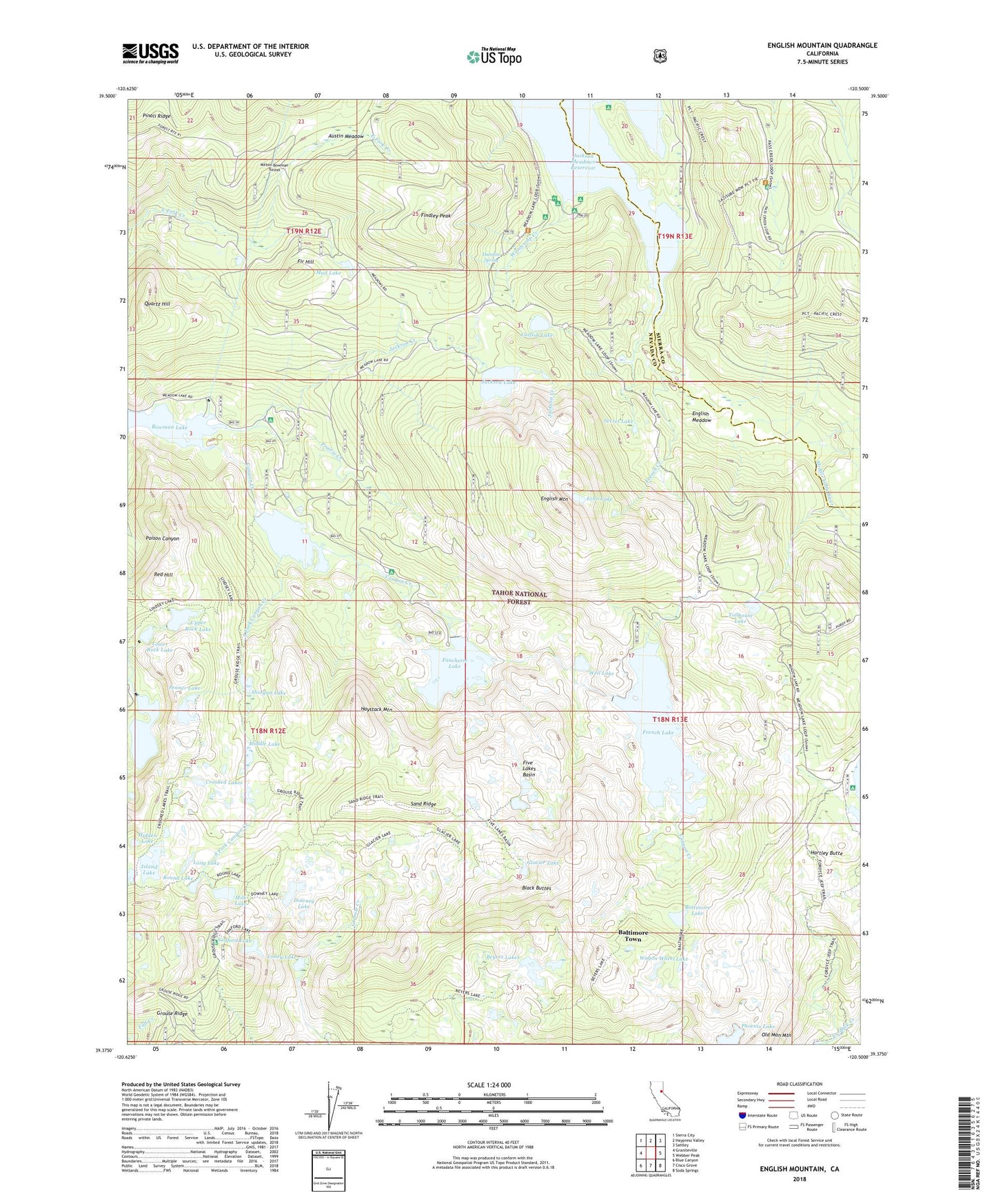 English Mountain California US Topo Map Image