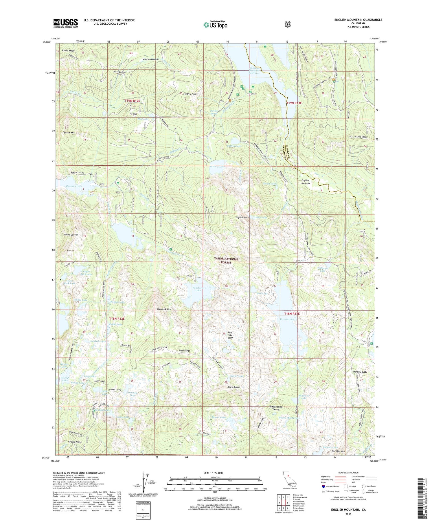 English Mountain California US Topo Map Image