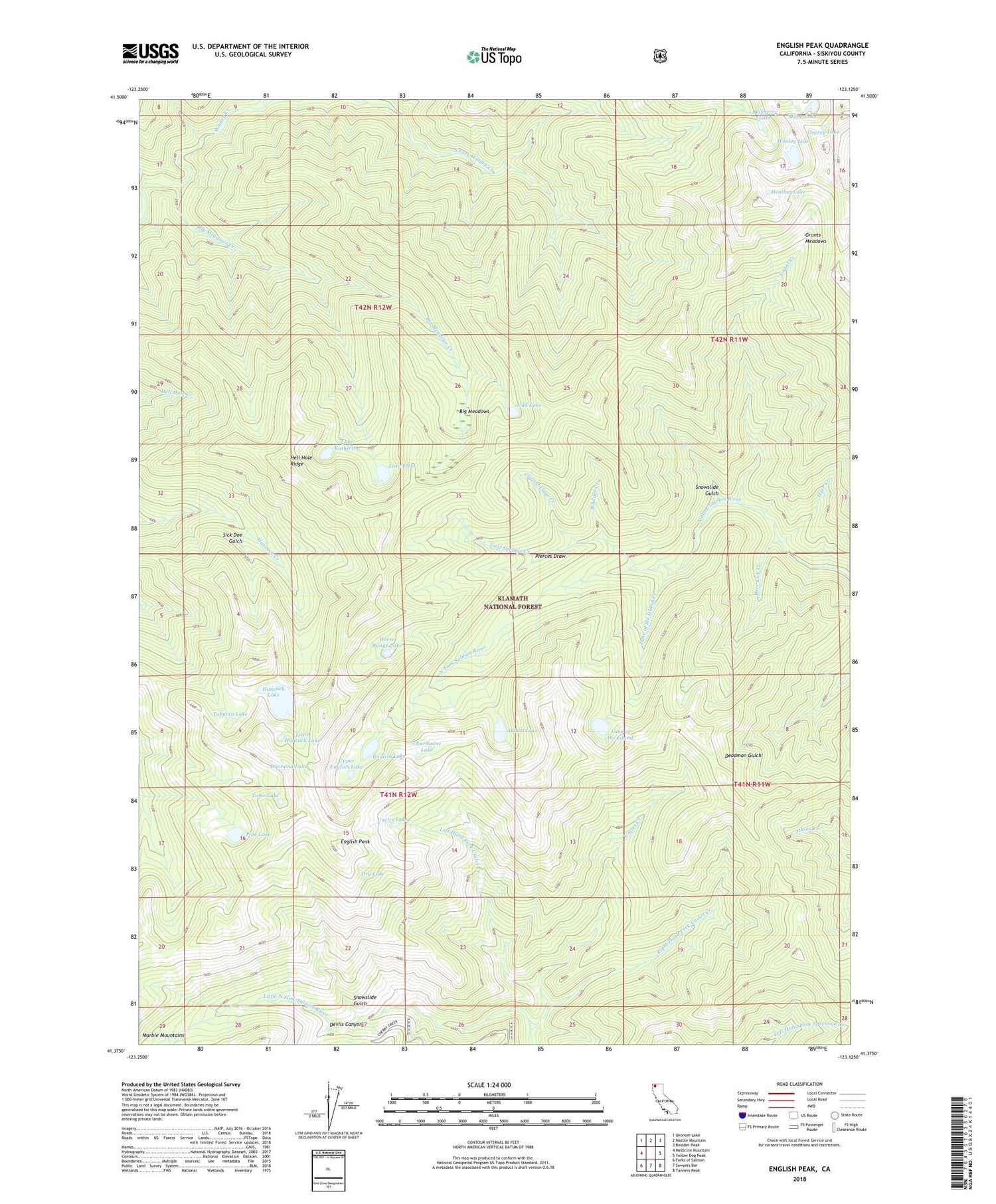 English Peak California US Topo Map Image